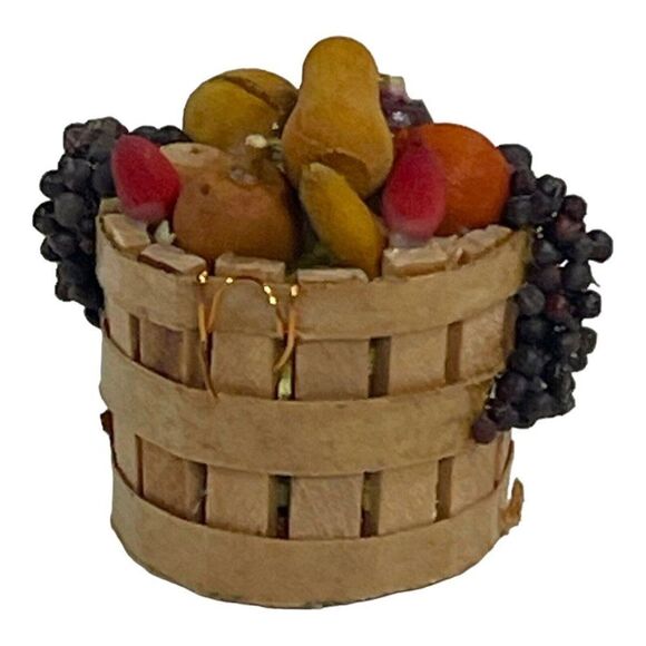 DOLLS HOUSE - OOAK ARTISAN HANDMADE Wicker Basket FRUIT BOWL - 1/12TH SCALE - Picture 1 of 4